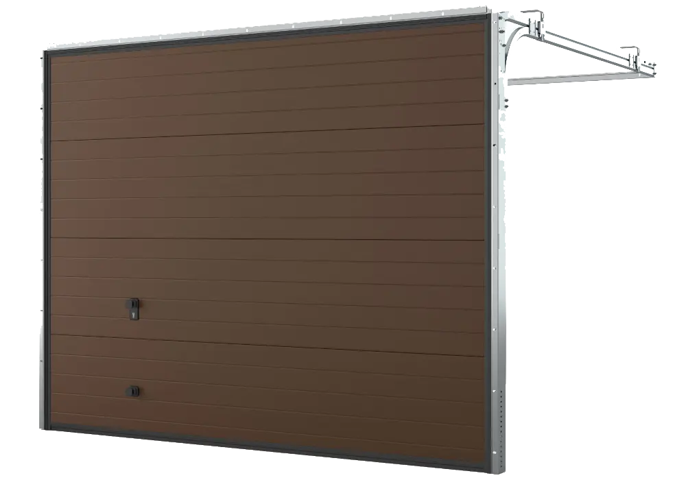 Porte de garage sur mesure posée à Épégard par Atout Menuiserie