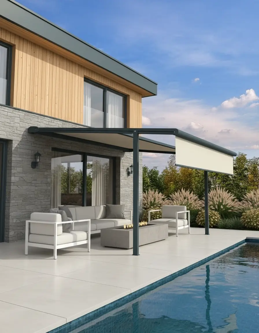 Pergola à toile rétractable pour une ombre modulable sur la terrasse