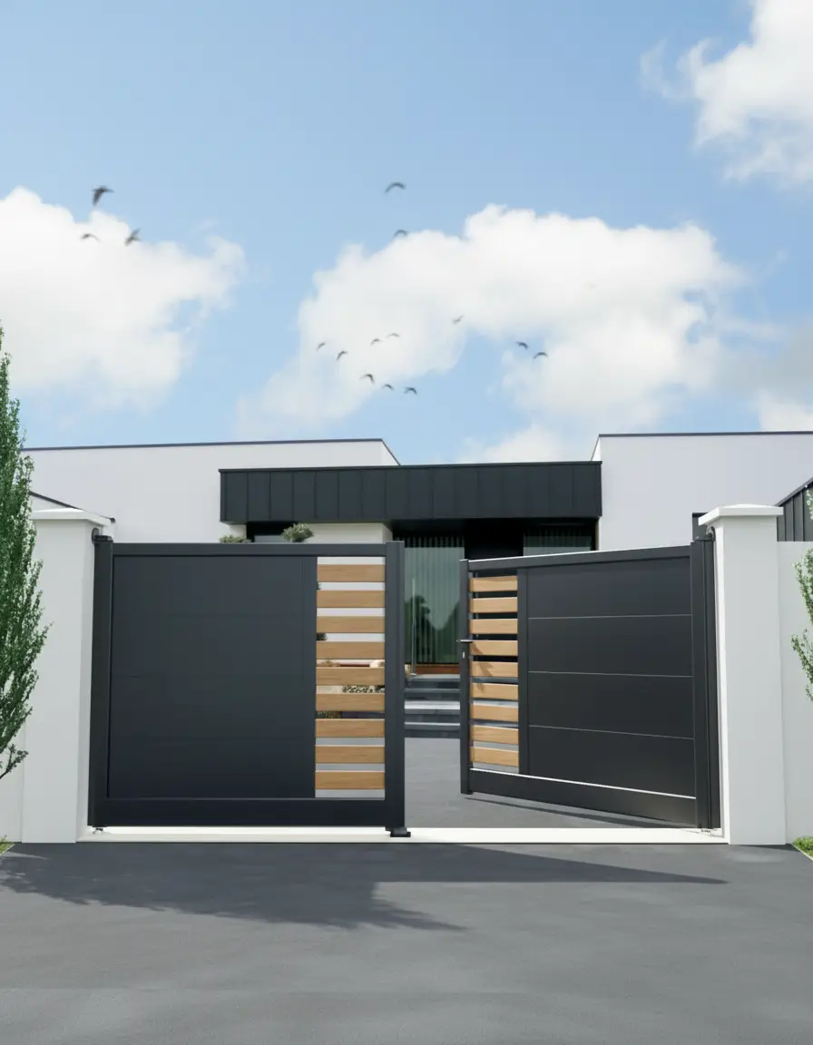Portail sur mesure posé à Saint-André-de-l'Eure par Atout Menuiserie