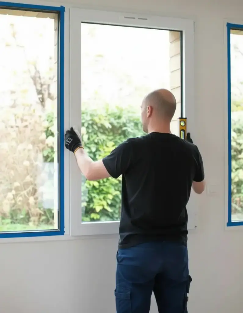 pose fenetre porte fenetre baie coulissante