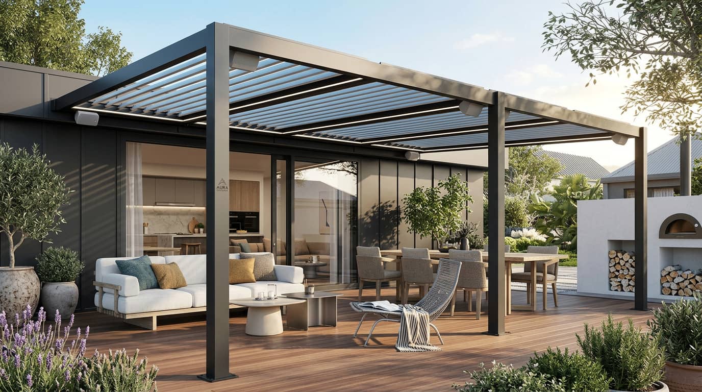 Pergola bioclimatique posée à Guichainville par Atout Menuiserie