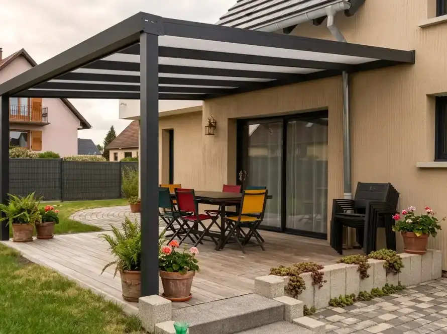 Pergola bioclimatique aluminium — Atout Menuiserie (Eure)