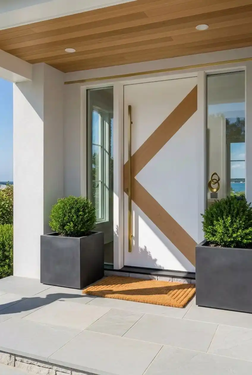 Porte d'entrée exposée au soleil, sensible à la dilatation